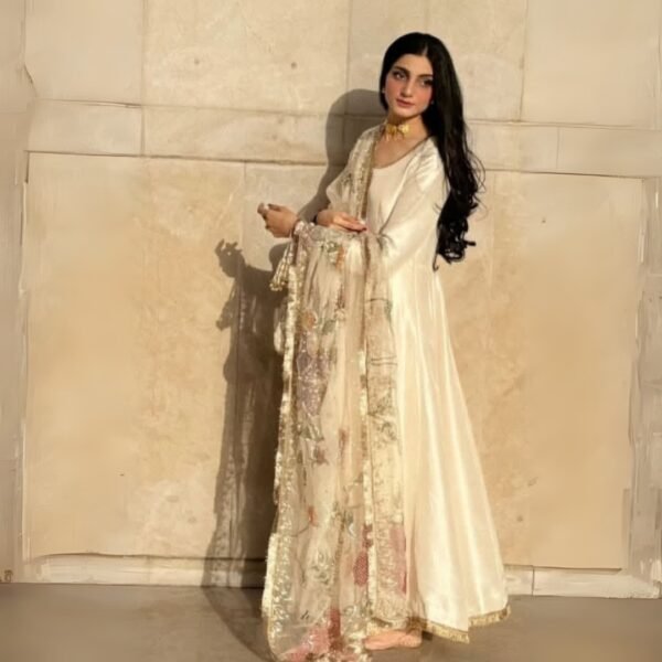 Peshawas & Hand painted Organza Dupatta Set