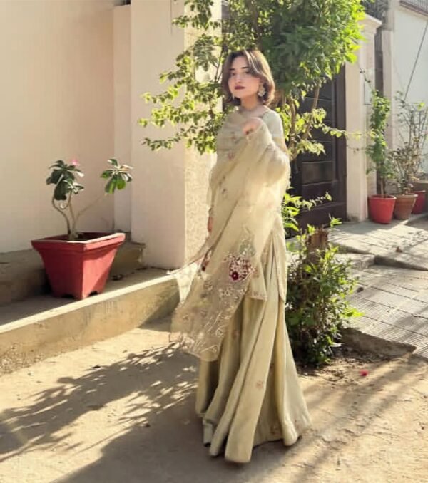 Silk Kameez & Sharara | Occasional Wear Dress - Image 4
